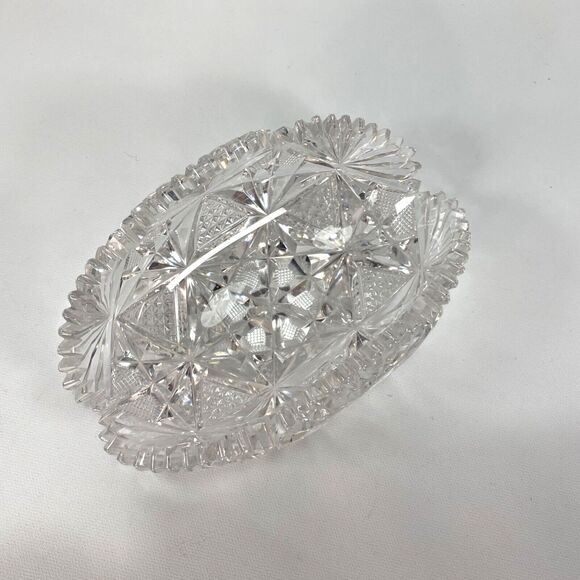 Cut Lead Crystal Glass Candy Nuts Snacks Dish American Brilliant Curved Edge - Picture 6 of 10